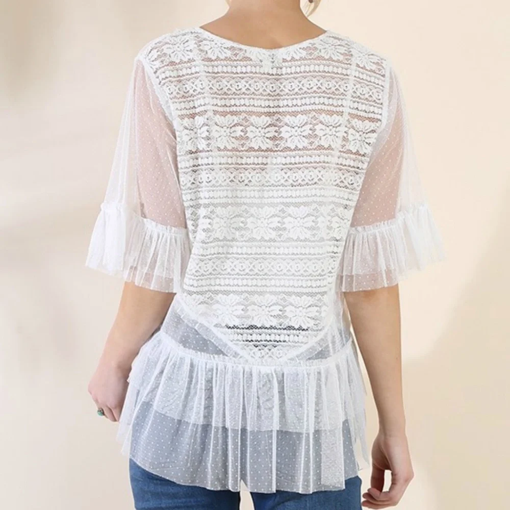 NWT Umgee Lace Crop Top S M L - Picture 3 of 7
